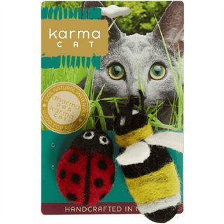 Karma Cat Lady Bug and Bee Wool Cat Toy 2-Pack