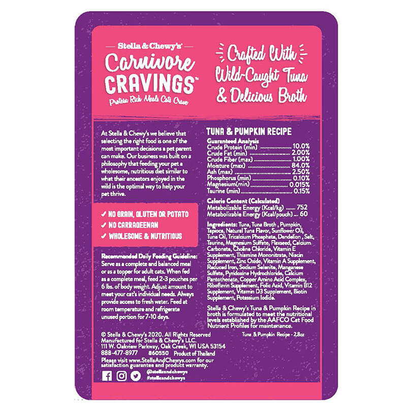 Stella & Chewy's Carnivore Cravings Pouch Tuna & Pumpkin Shreds