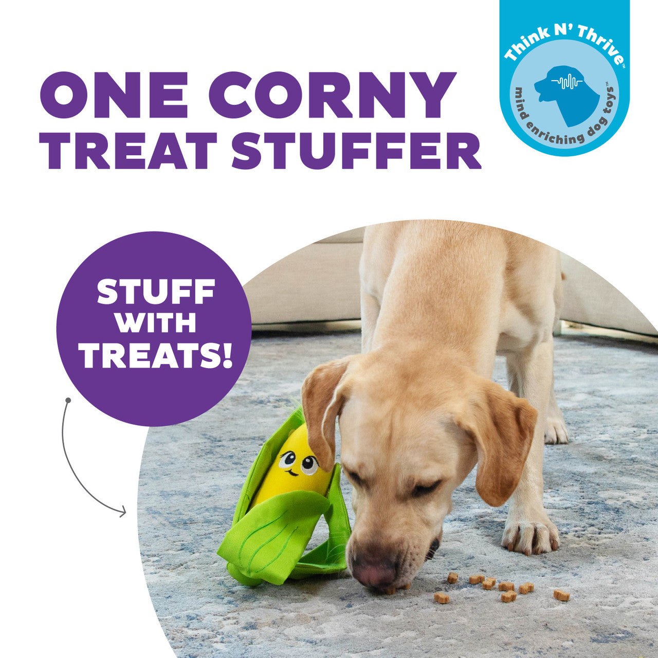 Outward Hound Think N Thrive Hide N' Find Corn Plush Puzzle Treat Ball