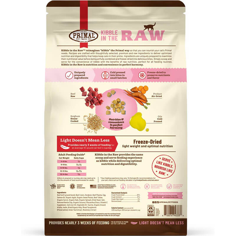 Primal Feline Kibble in The Raw Beef