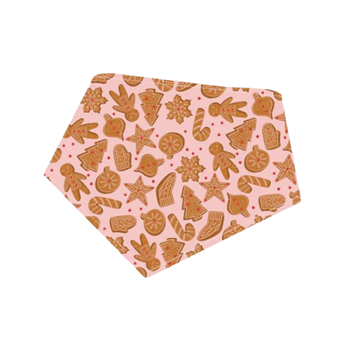 Bibby Bubby Bandana - Holiday Pink Gingerbread Cookies