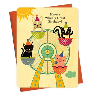 Night Owl Wood Card Happy Birthday Ferris Wheel