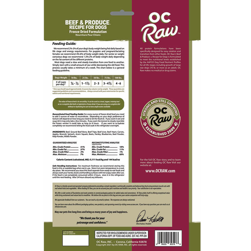 OC Raw Freeze-Dried Rox Beef & Produce