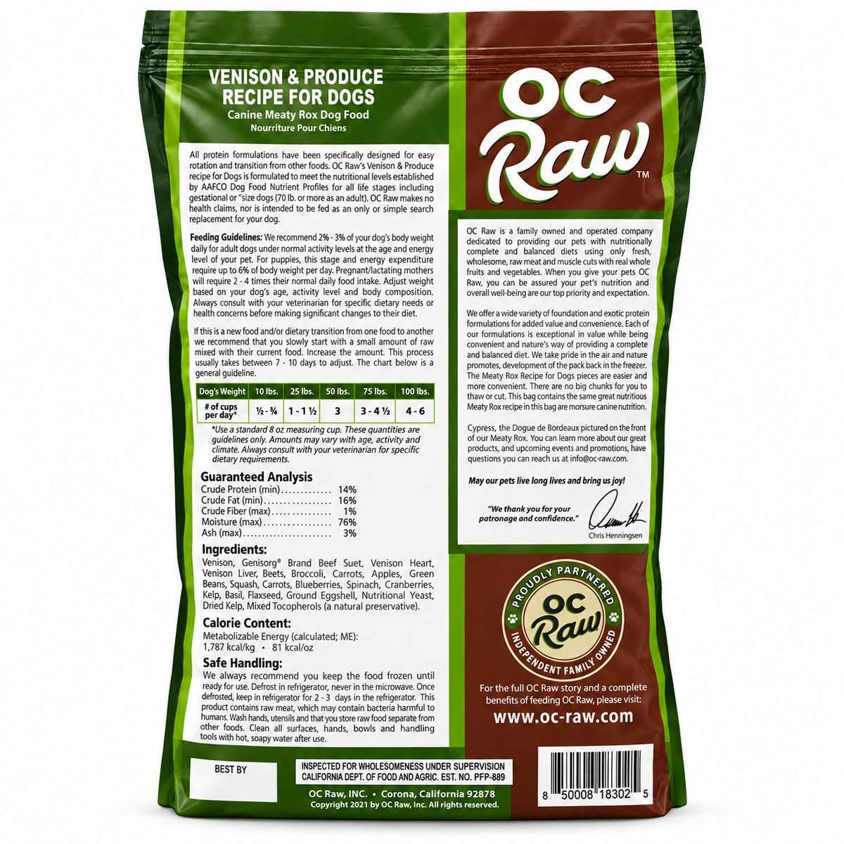 OC Raw Meaty Rox Venison & Produce