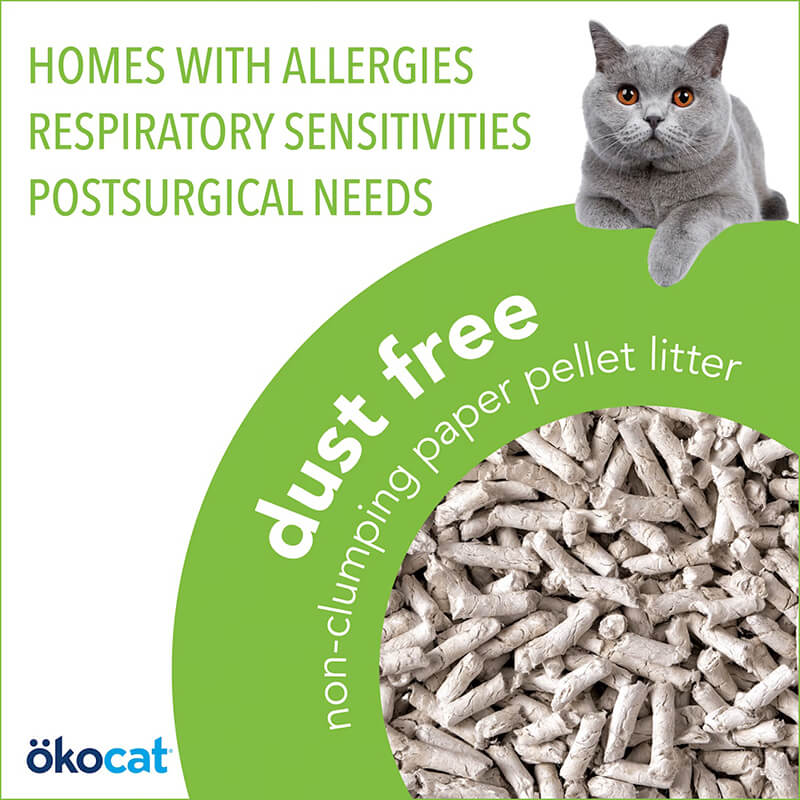Okocat Less Dust-Free Non-Clumping Paper Pellet Litter
