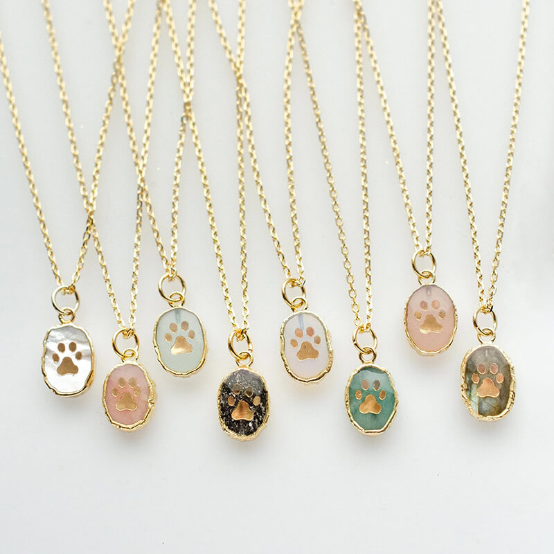 Jill Makes Paw Print Gemstone Necklace