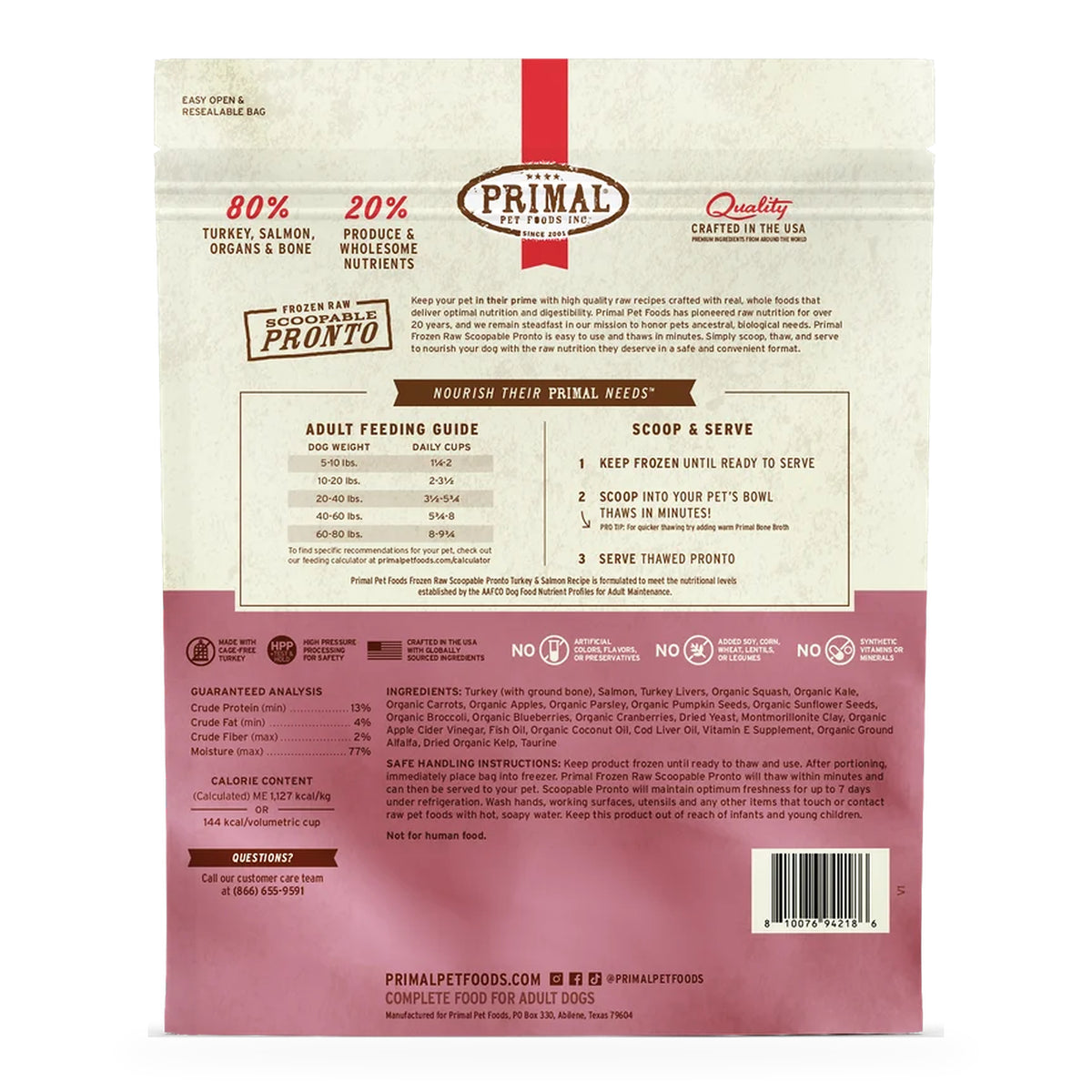 Primal Frozen Raw Pronto Turkey & Salmon