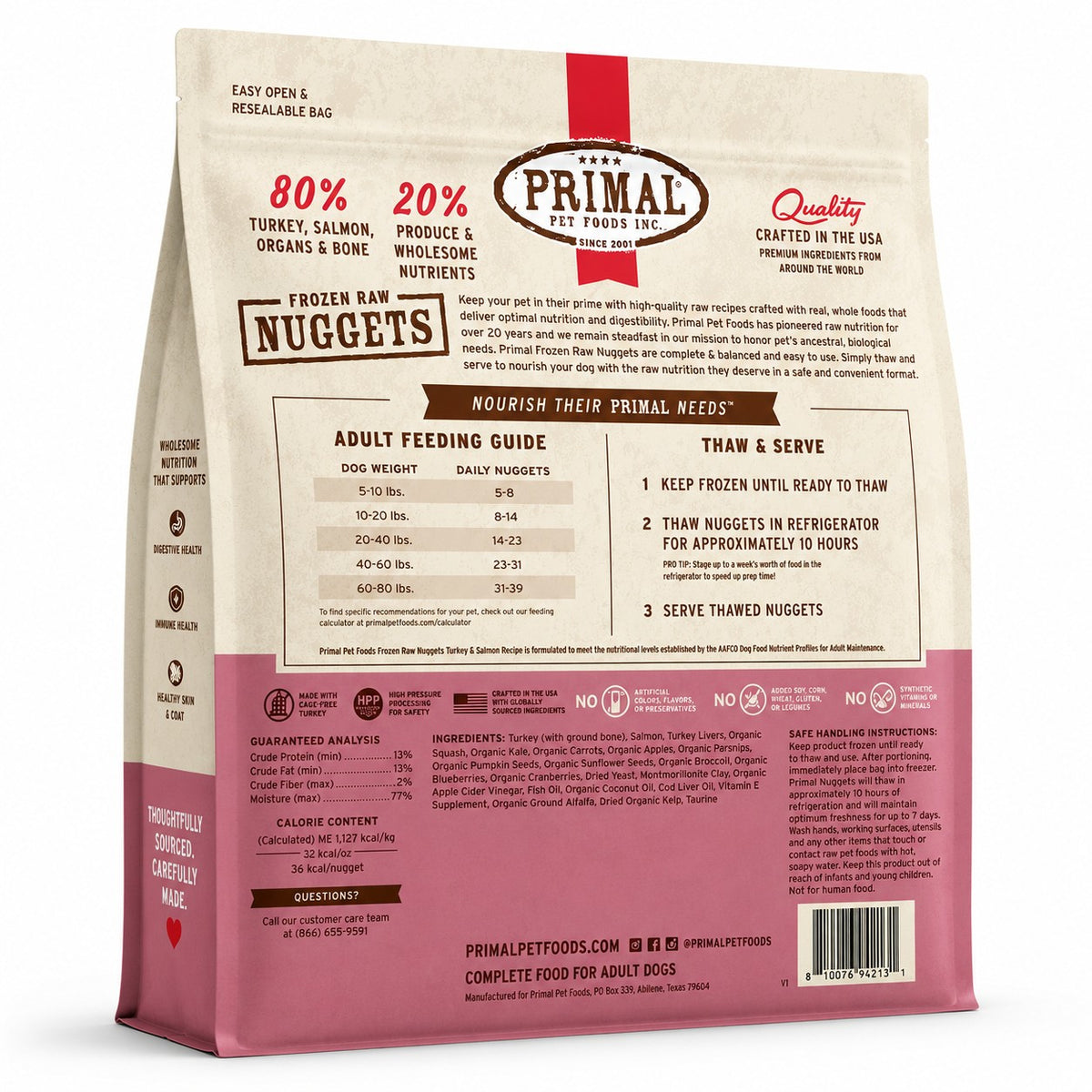 Primal Frozen Raw Nuggets Turkey & Salmon