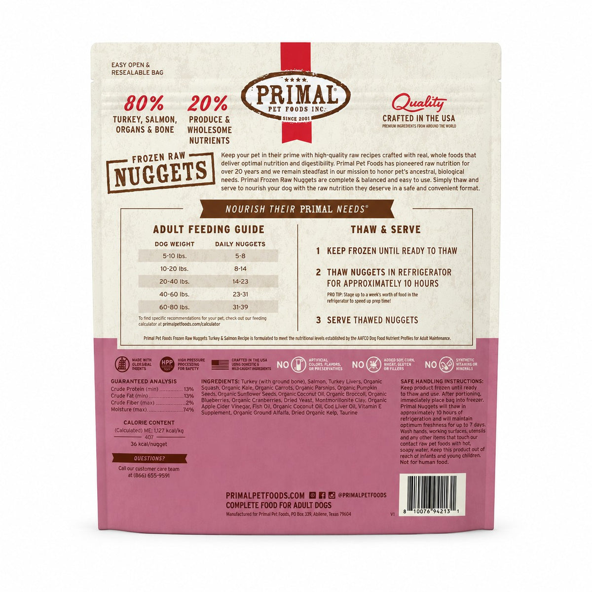 Primal Frozen Raw Nuggets Turkey & Salmon