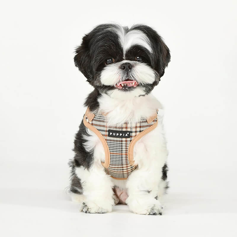 Puppia Comfort Step-In Harness Lucas Checkered Beige