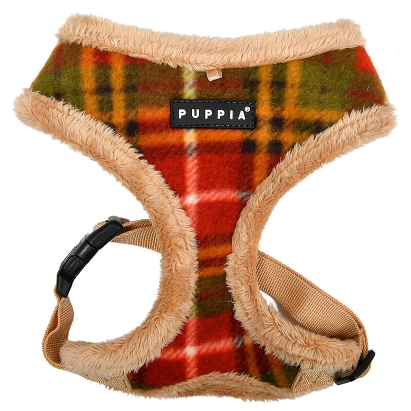 Puppia Over-The-Head Adjustable Harness Norman Plaid Beige