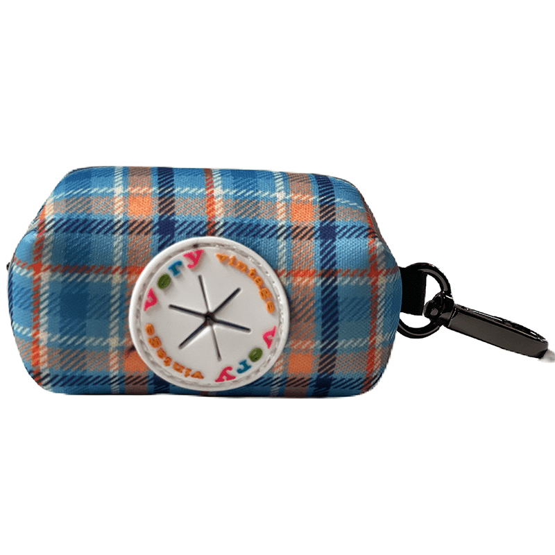 Very Vintage Poop Bag Holder Blue & Orange Plaid