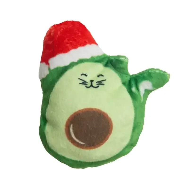Snugarooz Holiday Catnip Toy Avocato with Santa Hat