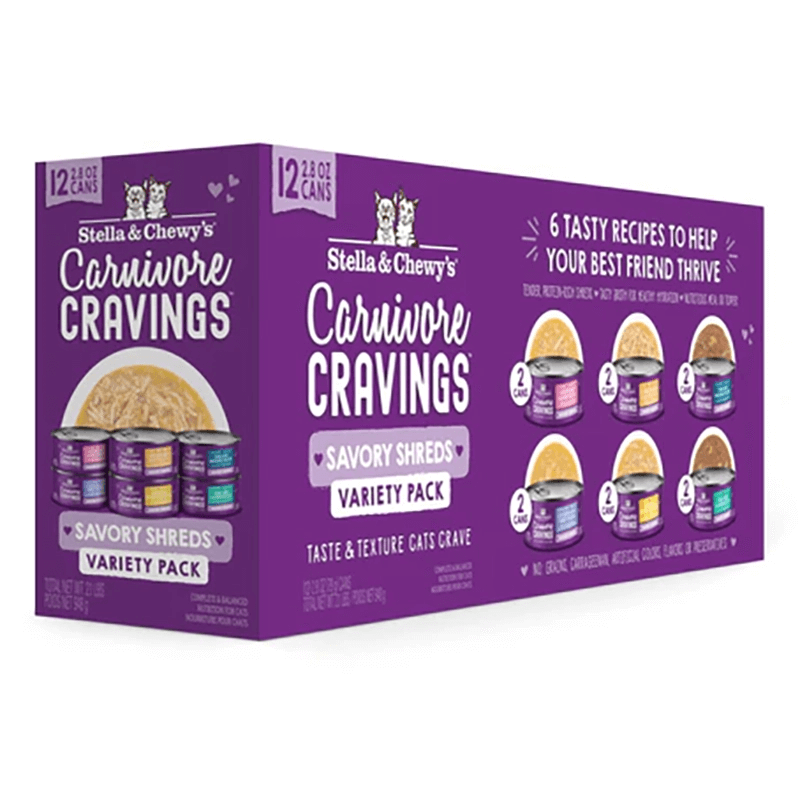 Stella & Chewy's Carnivore Cravings Savory Shreds 2.8 oz Variety Pack