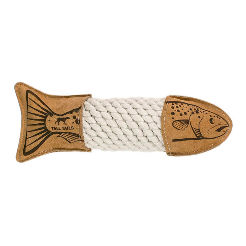 Tall Tails Natural Leather Trout Rope Tug Toy
