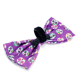 The Worthy Dog Bow Tie Purple Skeletons