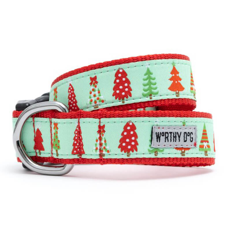 The Worthy Dog Collar Green Holiday Trees