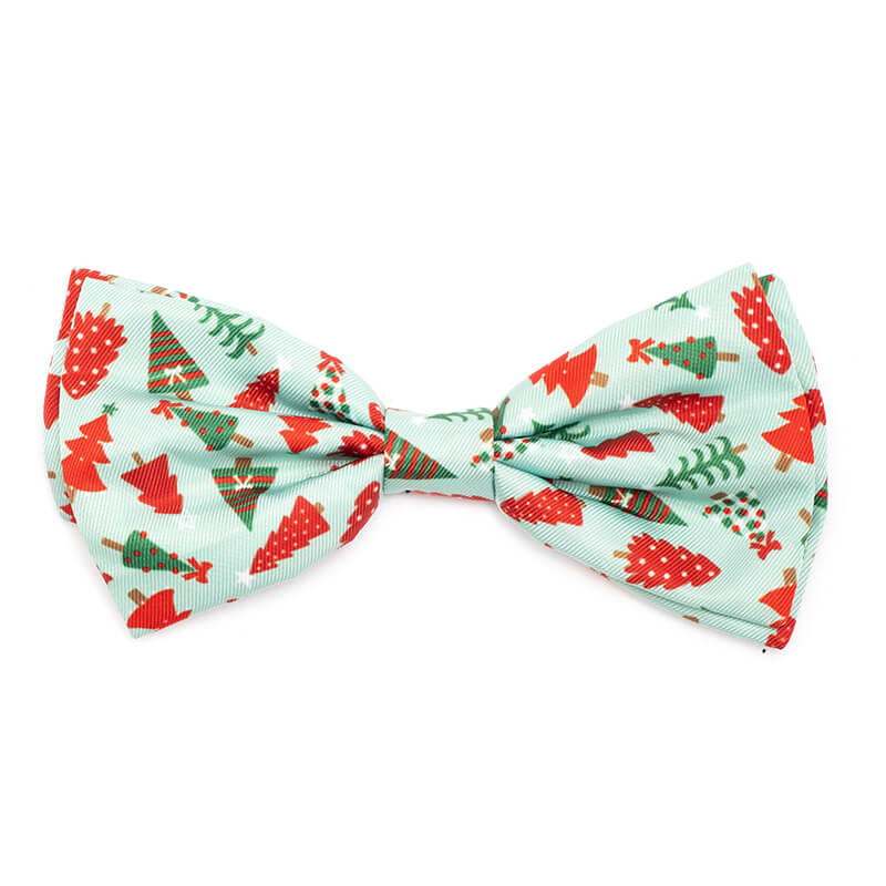 The Worthy Dog Bow Tie Green Holiday Trees