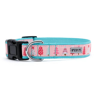 The Worthy Dog Collar Pink Holiday Trees