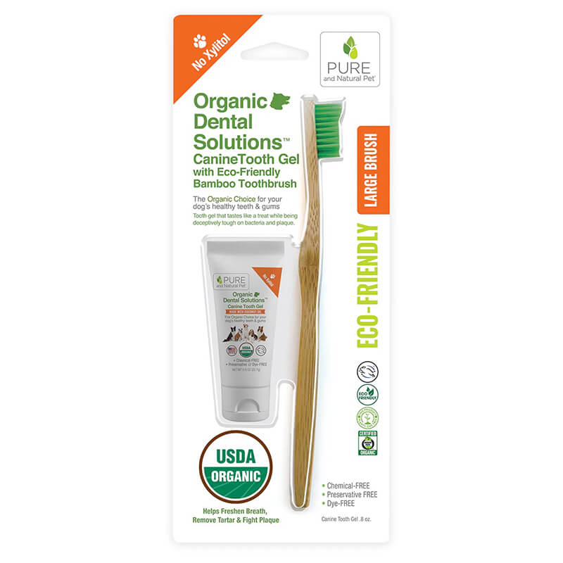 Pure and Natural Organic Tooth Gel and Bamboo Toothbrush for Large Dogs