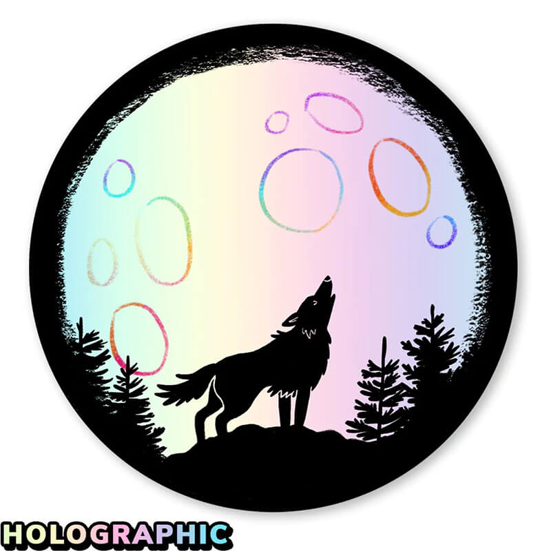 Cactus Club Holographic Night Wolf Sticker