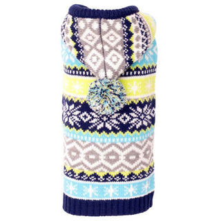 The Worthy Dog Blue Fairisle Hoodie Sweater