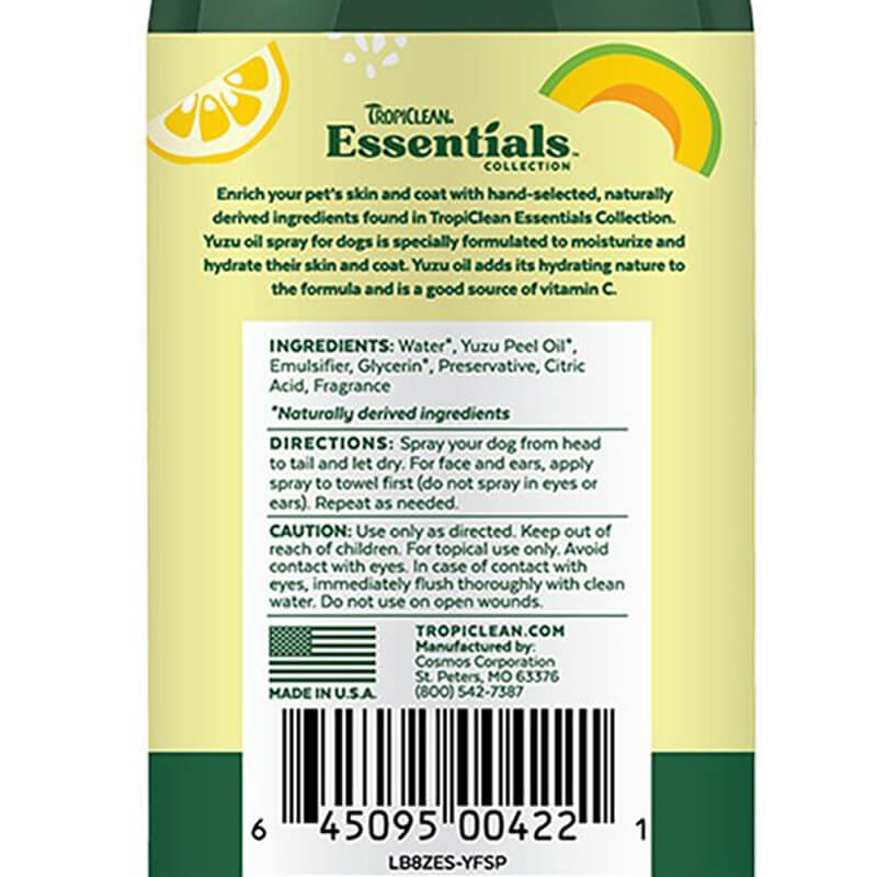 Tropiclean Essentials Yuzu Oil Deodorizing Spray
