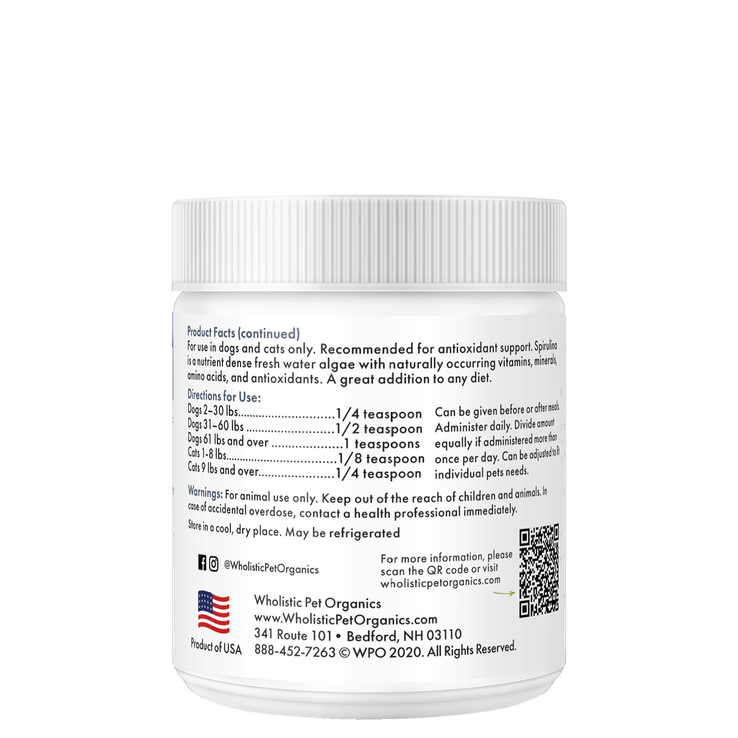 Wholistic Pet Organics Spirulina Powder