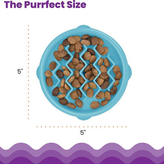 Petstages Kitty Slow Feeder Bowl Blue