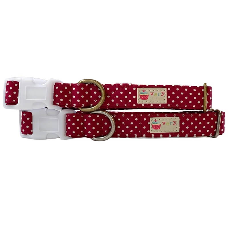 Very Vintage Organic Cotton Collar Cranberry Red Polka Dots