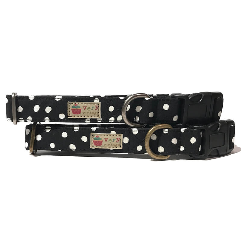 Very Vintage Organic Cotton Collar Black & White Polka Dots