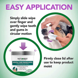 Vet's Best Dental Care Finger Wipes for Dogs & Cats