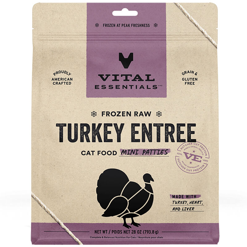 Vital Essentials Cat Frozen Raw Mini Patties Turkey