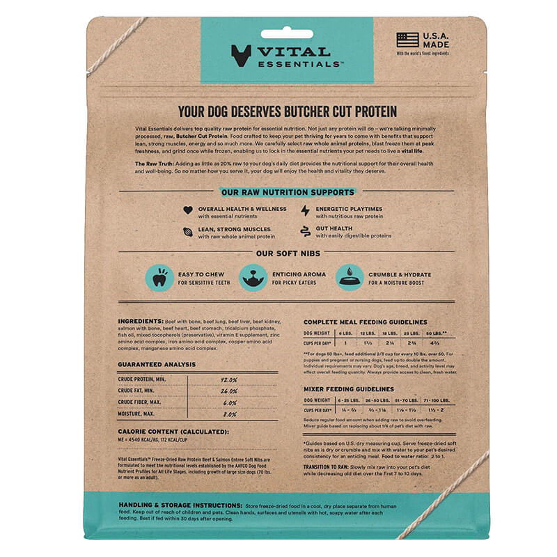 Vital Essentials Freeze-Dried Soft Nibs Beef & Salmon