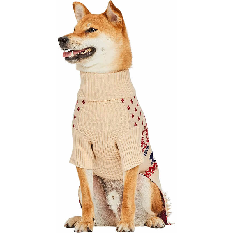 Blueberry Pet Dog Sweater Light Beige Reindeer