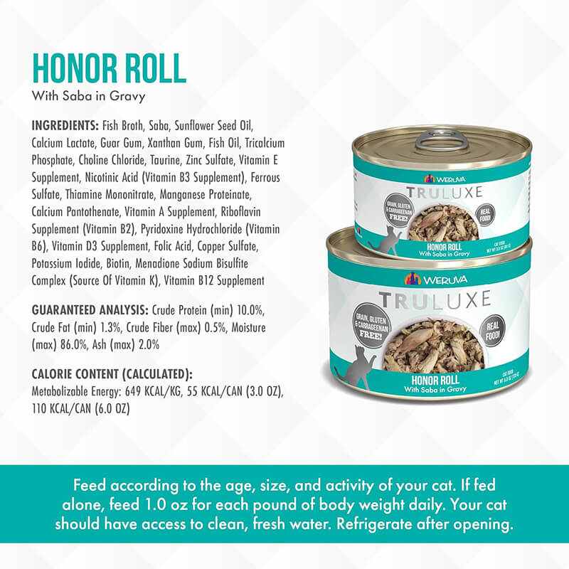 Weruva Truluxe Saba in Gravy Honor Roll