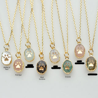 Jill Makes Paw Print Gemstone Necklace
