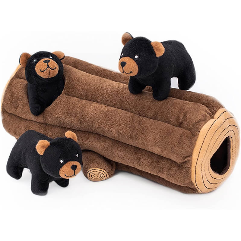 Zippy Paws Burrow Black Bear Log