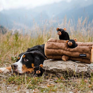 Zippy Paws Burrow Black Bear Log