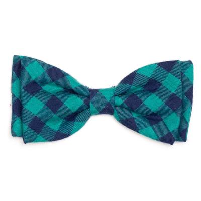 The Worthy Dog Bow Tie Green/Navy Buffalo Check