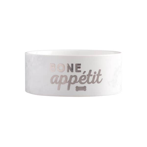 Pearhead Marble Pet Food Bowl, Bone Appetit