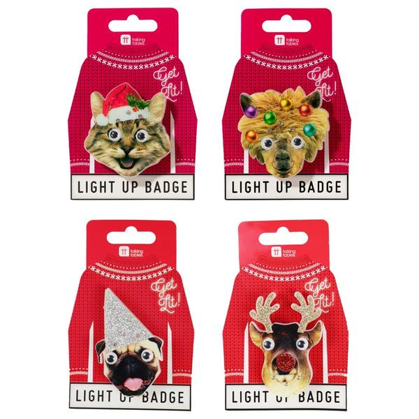 Talking Tables Christmas Entertainment Light Up LED Badges