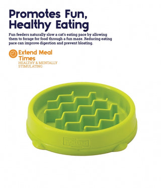 Petstages Kitty Slow Feeder Bowl Green