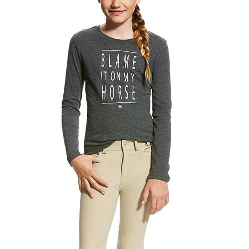 Ariat Girl's Excuses Tee- Graphite Heather
