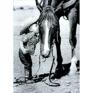 Avanti Birthday Card - Little Cowgirl Kiss Horse