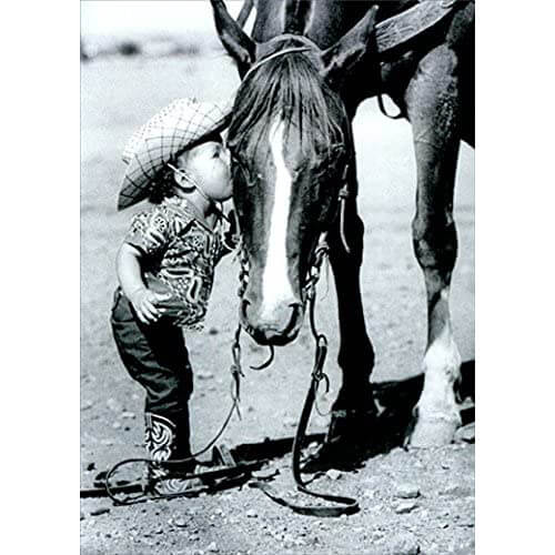 Avanti Birthday Card - Little Cowgirl Kiss Horse