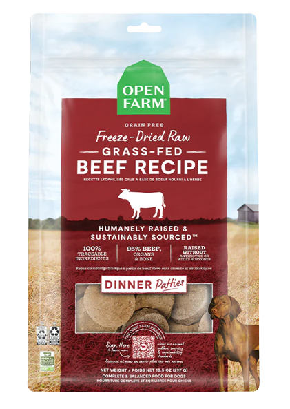 Open Farm Freeze Dried Raw Patties Grass-Fed Beef