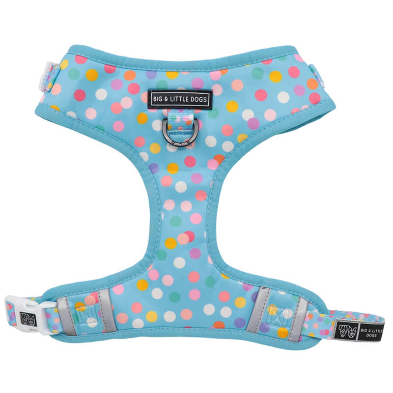 Big and Little Dogs Adjustable Harness: Blue Confetti