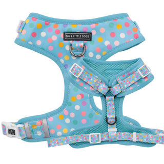 Big and Little Dogs Adjustable Harness: Blue Confetti