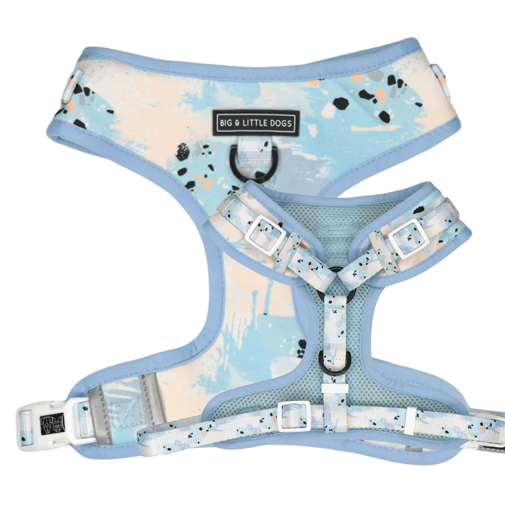 Big and Little Dogs Adjustable Harness: Blue Splatter Terrazzo